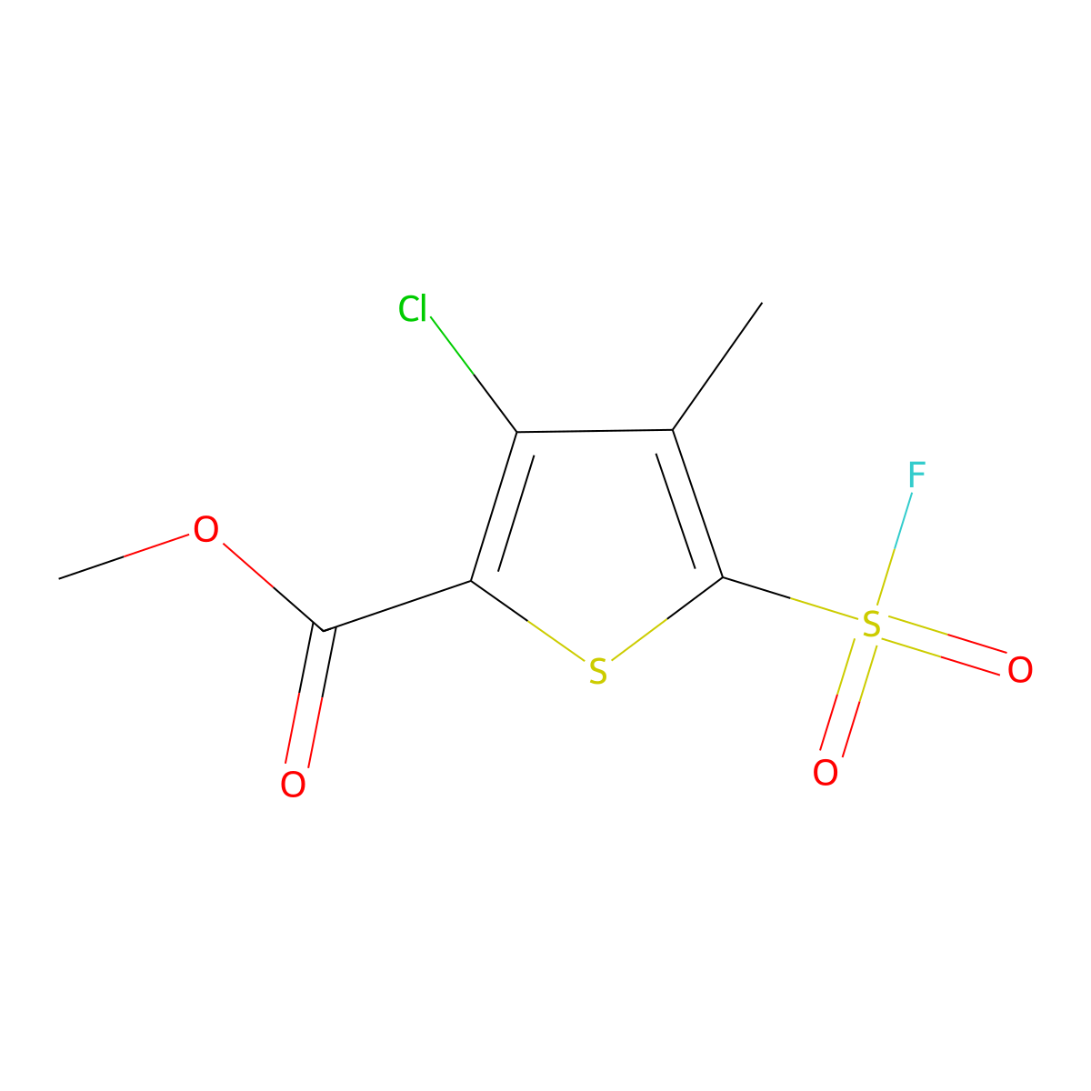 Methyl 3-chloro-5-(fluorosulfonyl)-4-methylthiophene-2-carboxylate molecular structure, CAS 2137688-37-8