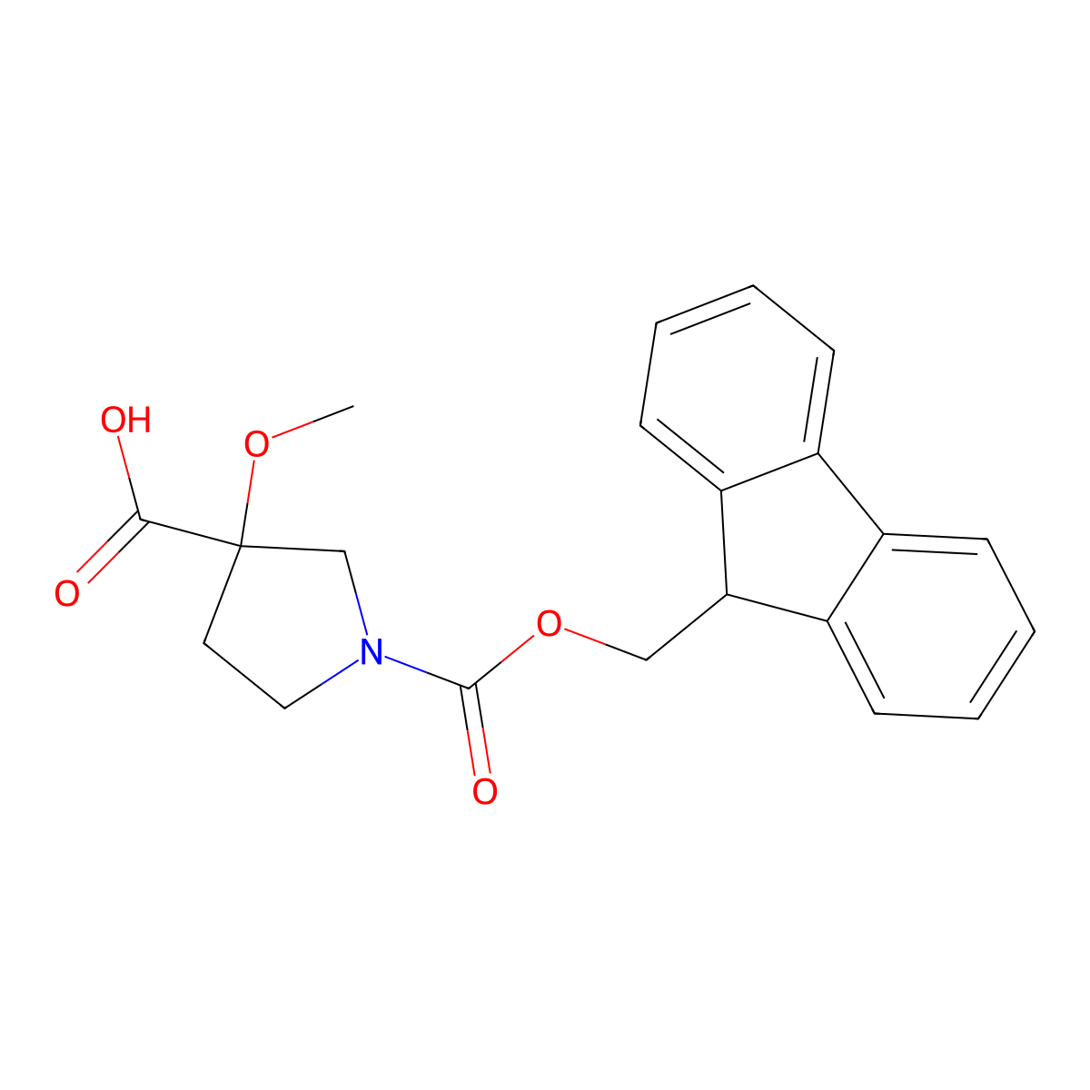 1-{[(9H-fluoren-9-yl)methoxy]carbonyl}-3-methoxypyrrolidine-3-carboxylic acid molecular structure, CAS 2137688-95-8