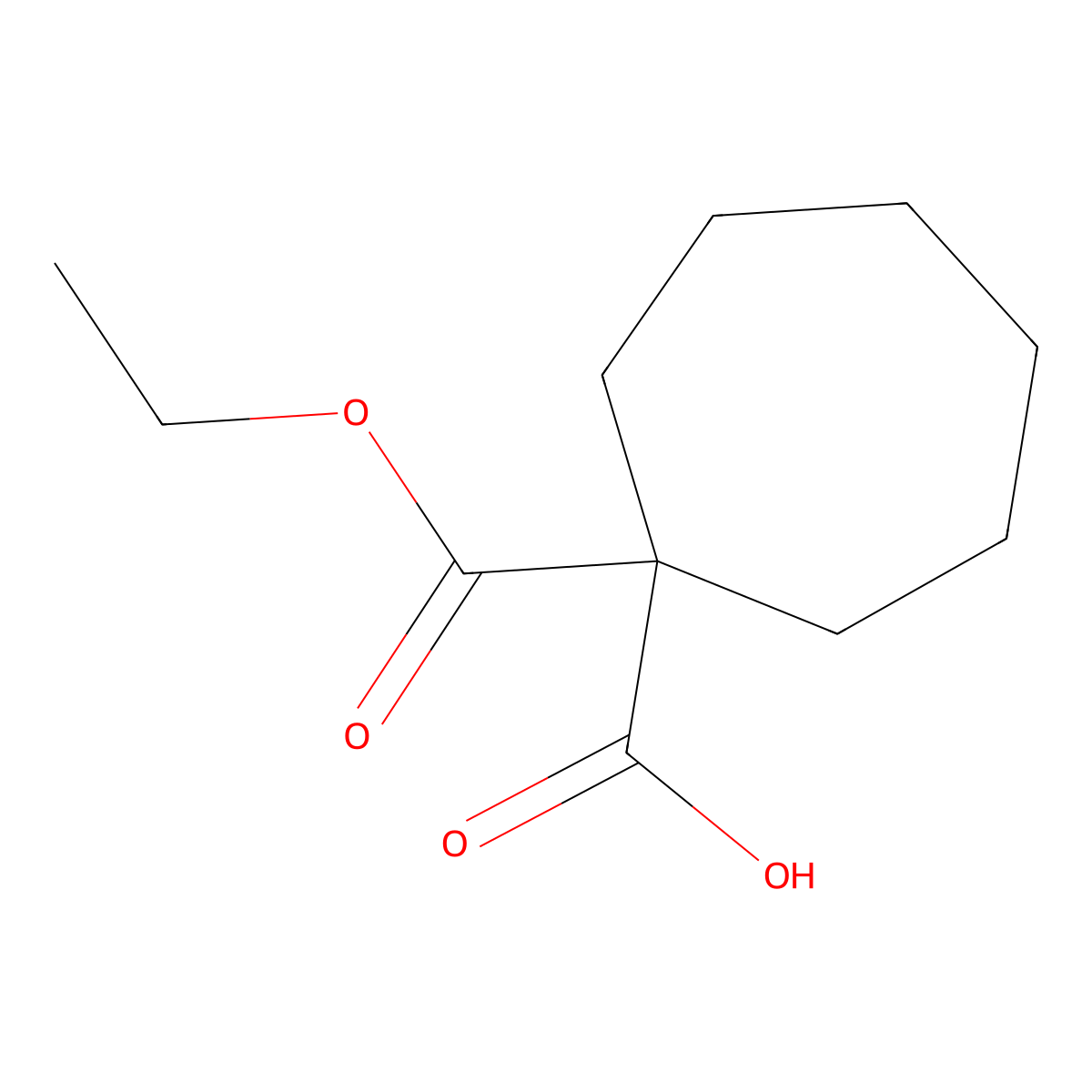 1-(Ethoxycarbonyl)cycloheptane-1-carboxylic acid molecular structure, CAS 2137690-14-1