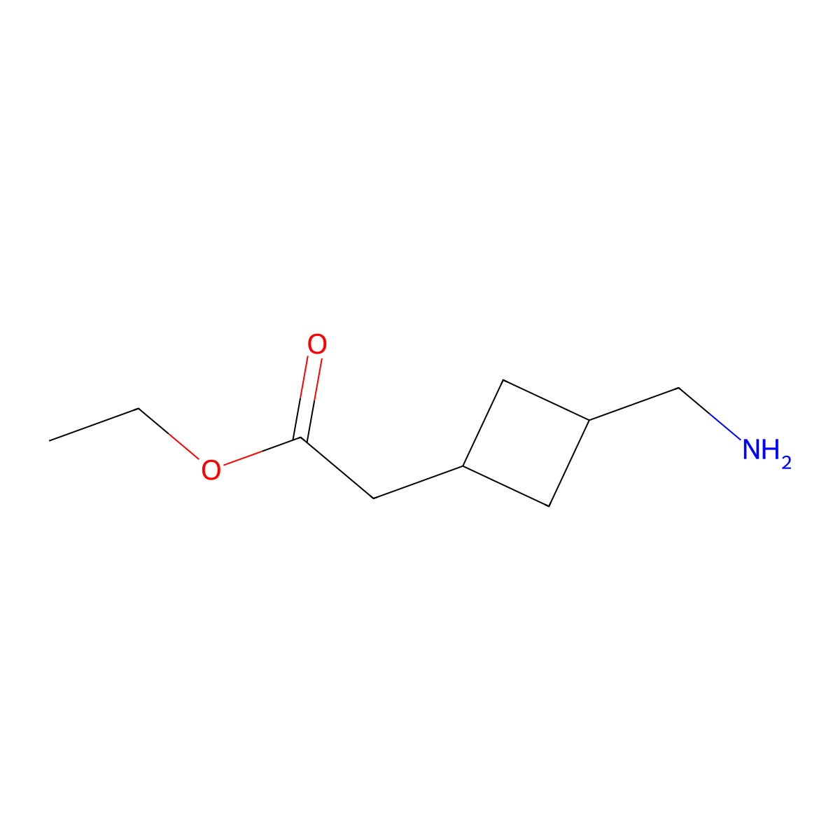 Ethyl 2-[3-(aminomethyl)cyclobutyl]acetate molecular structure, CAS 2137690-25-4