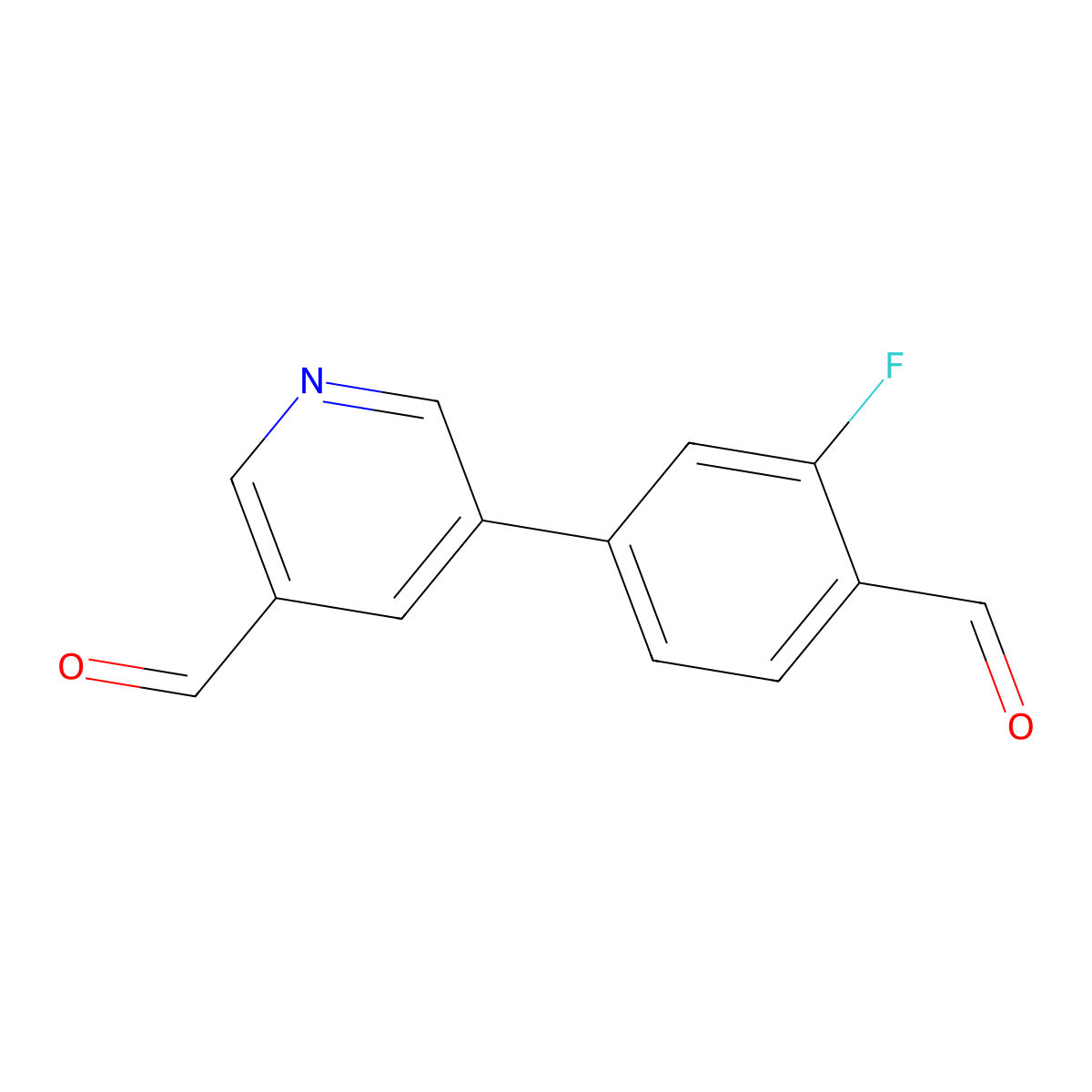 5-(3-Fluoro-4-formylphenyl)pyridine-3-carbaldehyde molecular structure, CAS 2137691-82-6