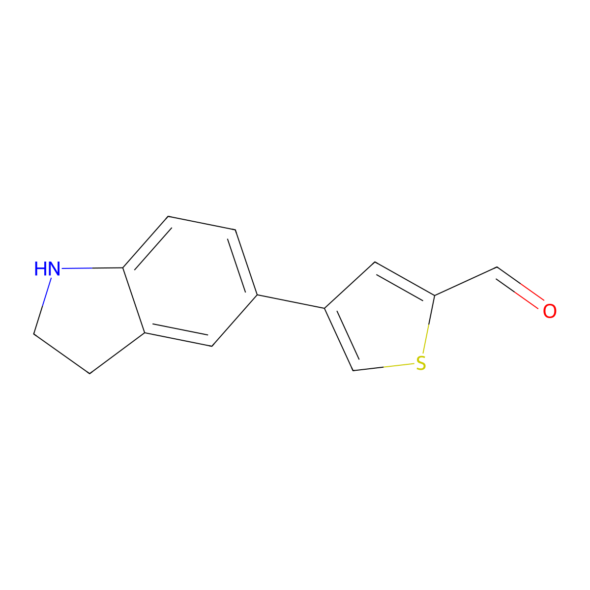 4-(2,3-dihydro-1H-indol-5-yl)thiophene-2-carbaldehyde molecular structure, CAS 2137692-30-7
