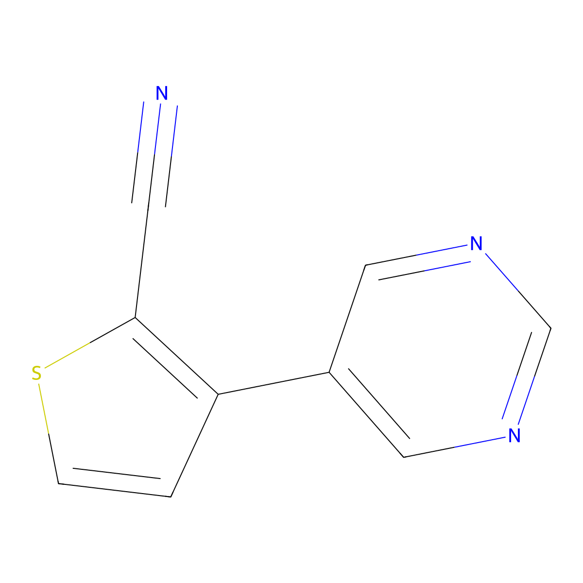 3-(Pyrimidin-5-yl)thiophene-2-carbonitrile molecular structure, CAS 2137692-80-7