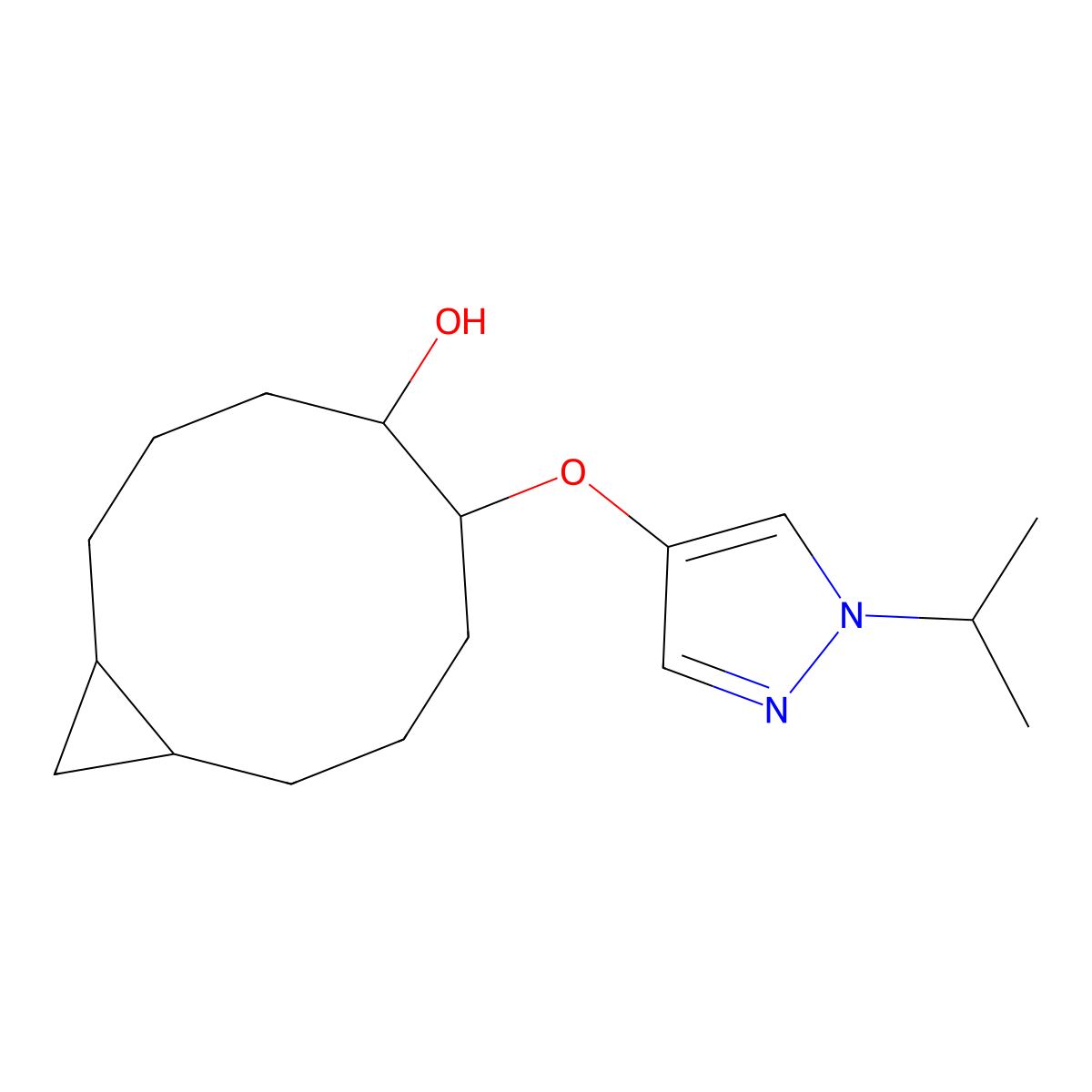 6-{[1-(propan-2-yl)-1H-pyrazol-4-yl]oxy}bicyclo[8.1.0]undecan-5-ol molecular structure, CAS 2137694-80-3