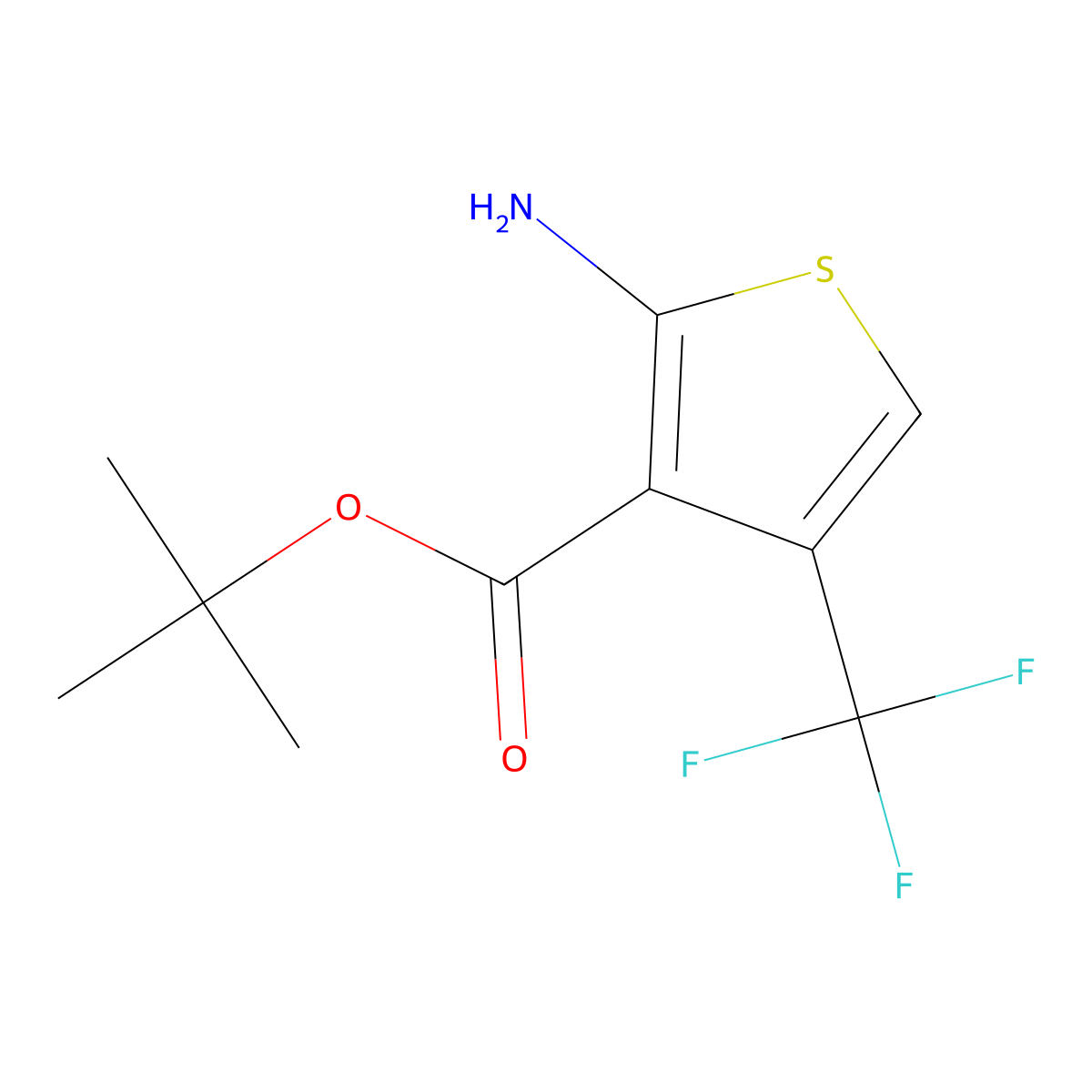 Tert-butyl 2-amino-4-(trifluoromethyl)thiophene-3-carboxylate molecular structure, CAS 2137694-88-1