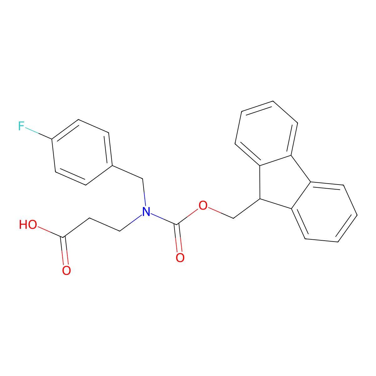 3-(((9H-fluoren-9-ylmethoxy)carbonyl)((4-fluorophenyl)methyl)amino)propanoic acid molecular structure, CAS 2137695-93-1