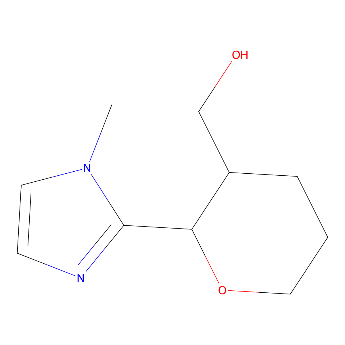 [2-(1-methyl-1H-imidazol-2-yl)oxan-3-yl]methanol molecular structure, CAS 2137696-29-6