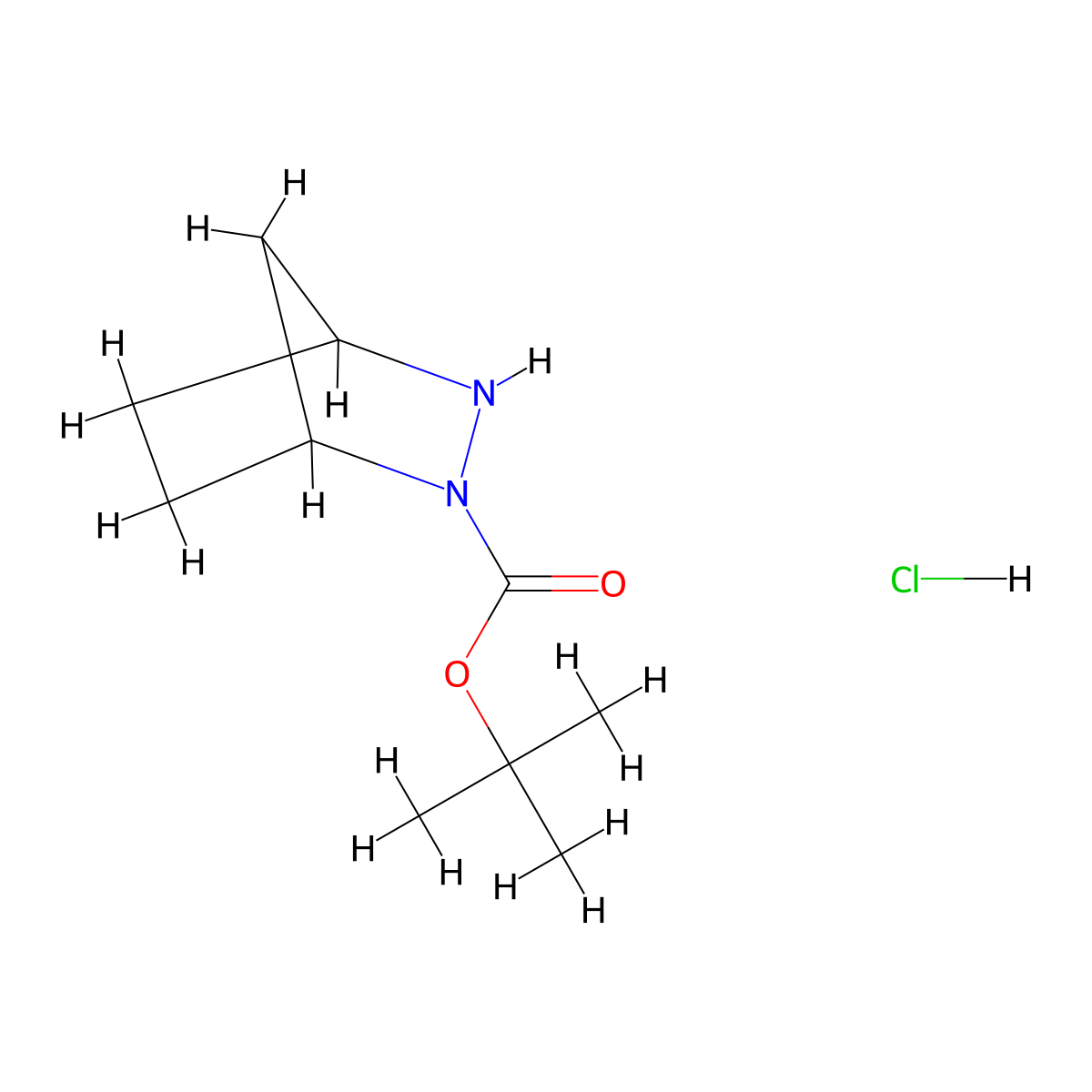 Tert-butyl 2,3-diazabicyclo[2.2.1]heptane-2-carboxylate hydrochloride molecular structure, CAS 2137696-67-2
