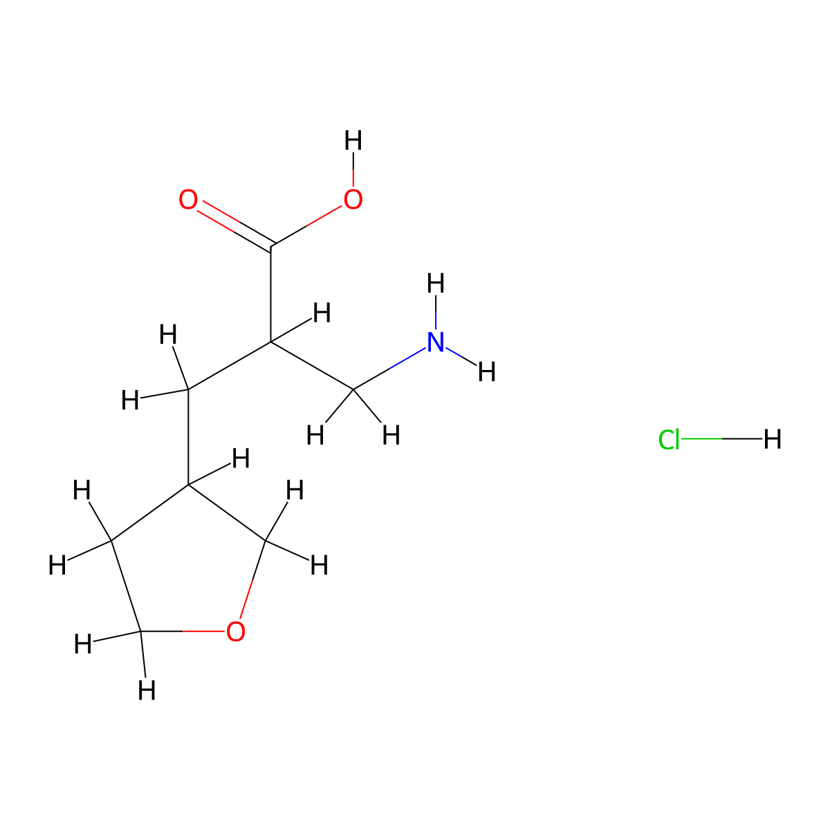 3-Amino-2-[(oxolan-3-yl)methyl]propanoic acid hydrochloride molecular structure, CAS 2137696-86-5