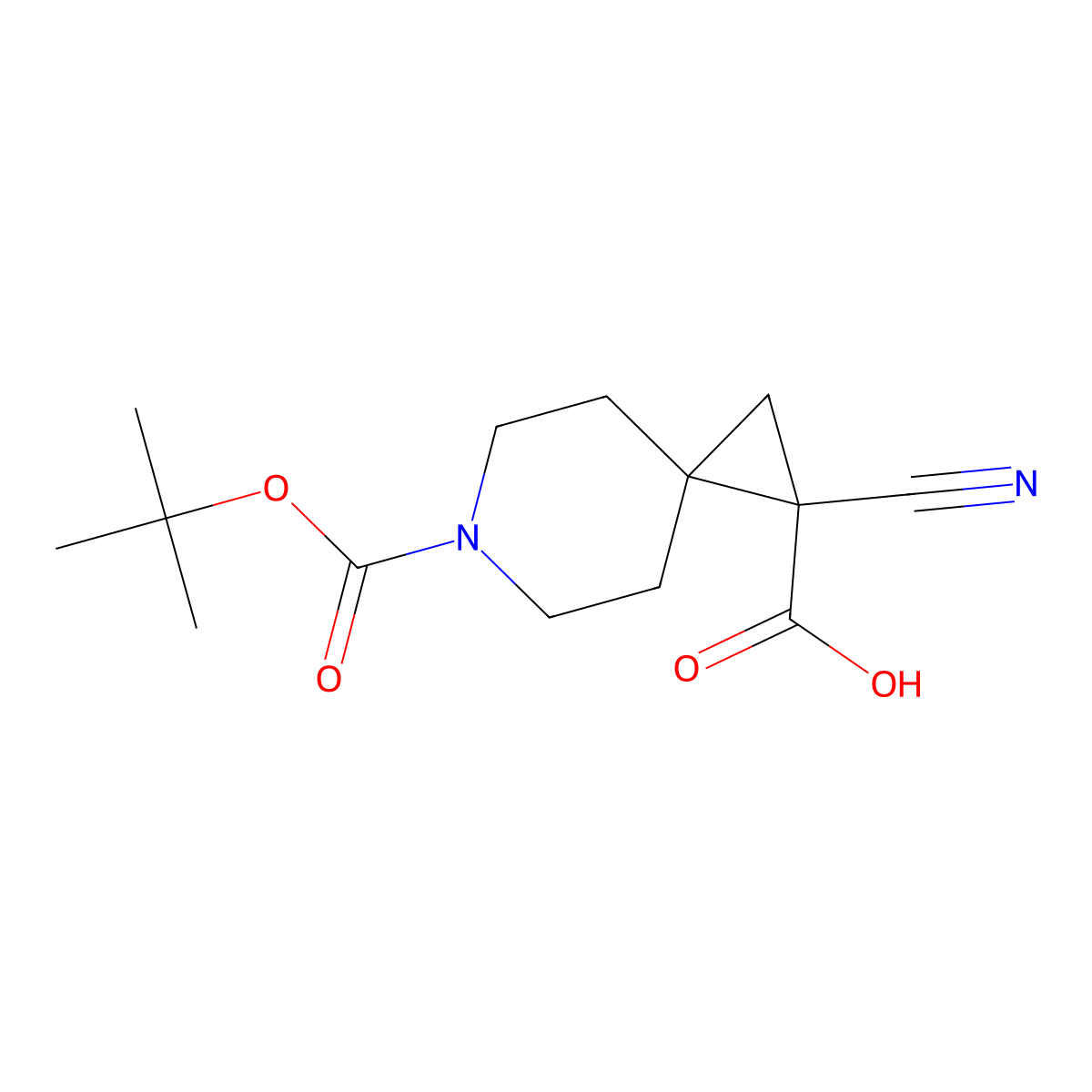 6-[(Tert-butoxy)carbonyl]-1-cyano-6-azaspiro[2.5]octane-1-carboxylic acid molecular structure, CAS 2137697-16-4