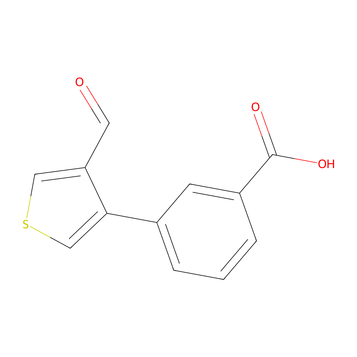 3-(4-Formylthiophen-3-yl)benzoic acid molecular structure, CAS 2137697-97-1