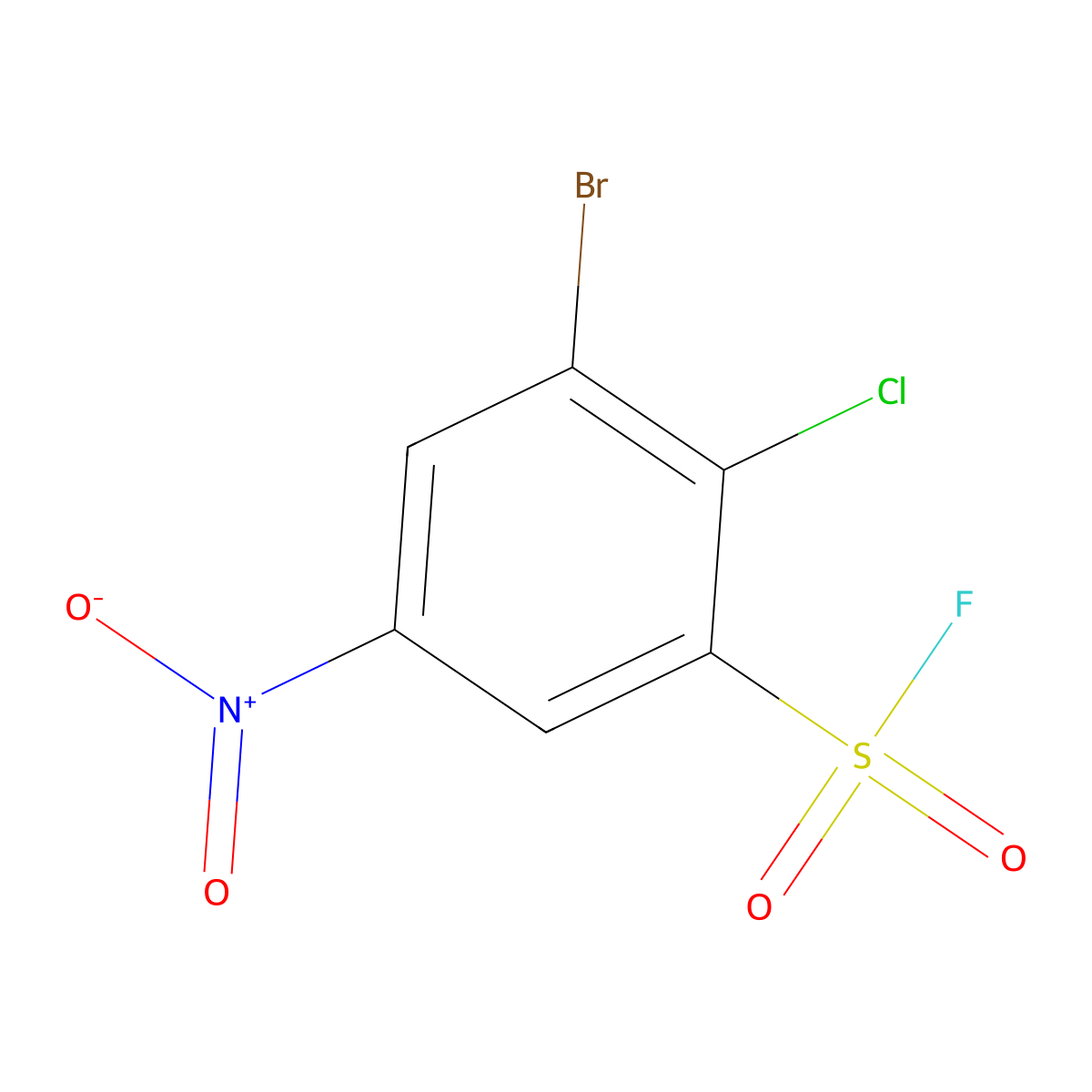3-Bromo-2-chloro-5-nitrobenzene-1-sulfonyl fluoride molecular structure, CAS 2137698-05-4