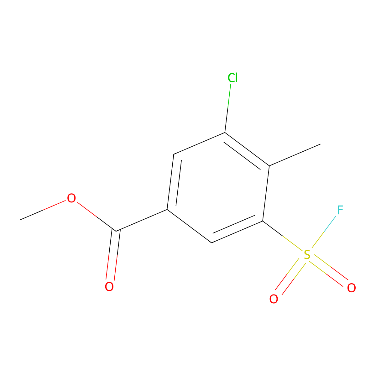 Methyl 3-chloro-5-(fluorosulfonyl)-4-methylbenzoate molecular structure, CAS 2137698-14-5