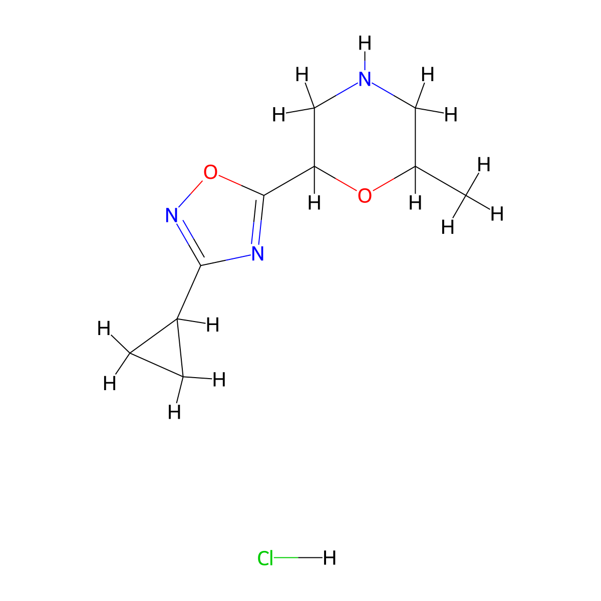 2-(3-Cyclopropyl-1,2,4-oxadiazol-5-yl)-6-methylmorpholine hydrochloride molecular structure, CAS 2137698-24-7