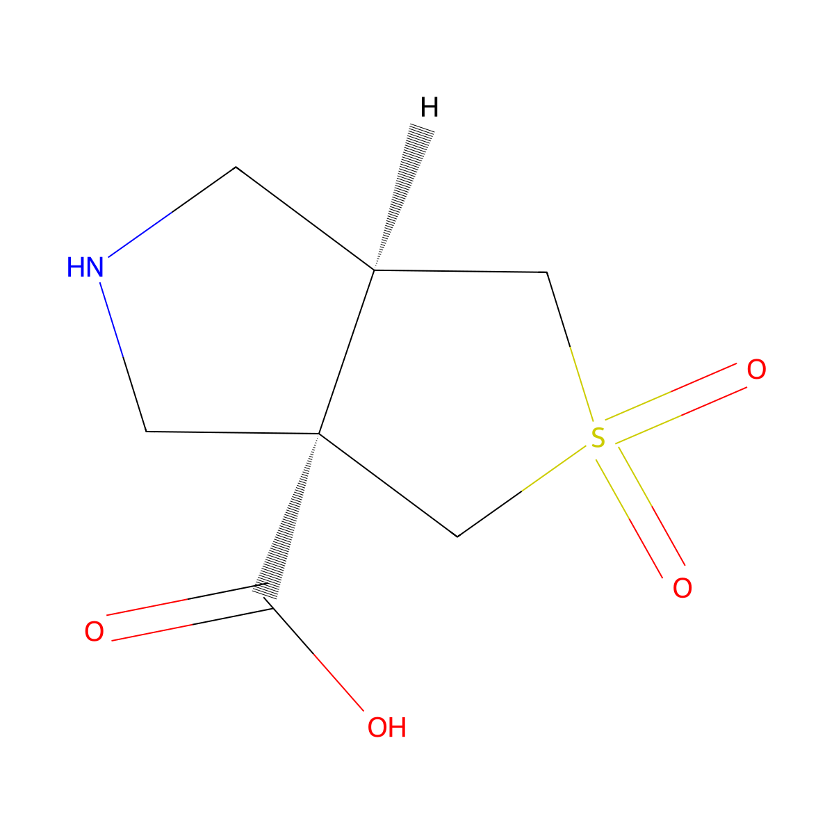 rac-(3aR,6aS)-2,2-dioxo-hexahydro-1H-2lambda6-thieno[3,4-c]pyrrole-3a-carboxylic acid molecular structure, CAS 2137699-54-6