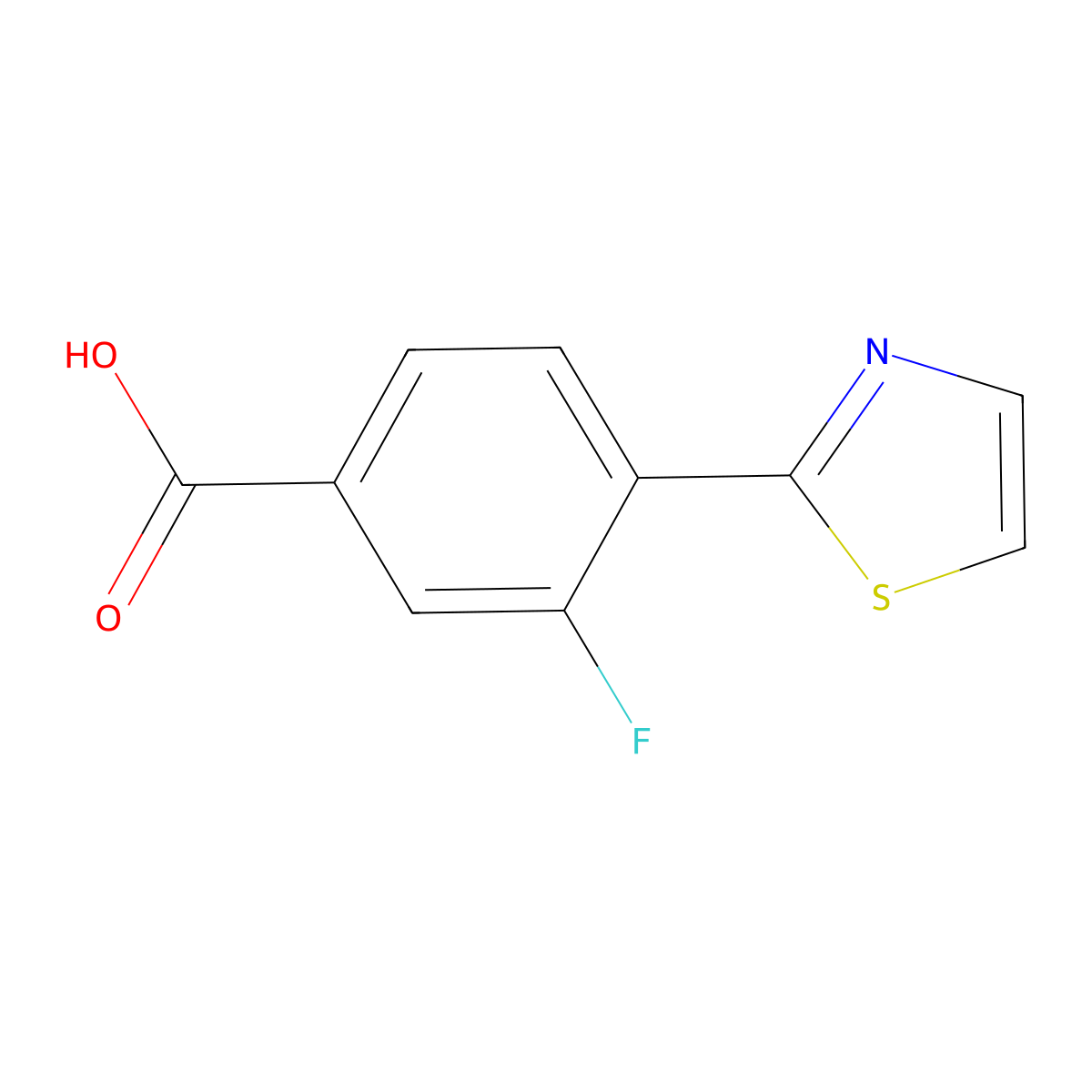 3-Fluoro-4-(1,3-thiazol-2-yl)benzoic acid molecular structure, CAS 2137699-63-7