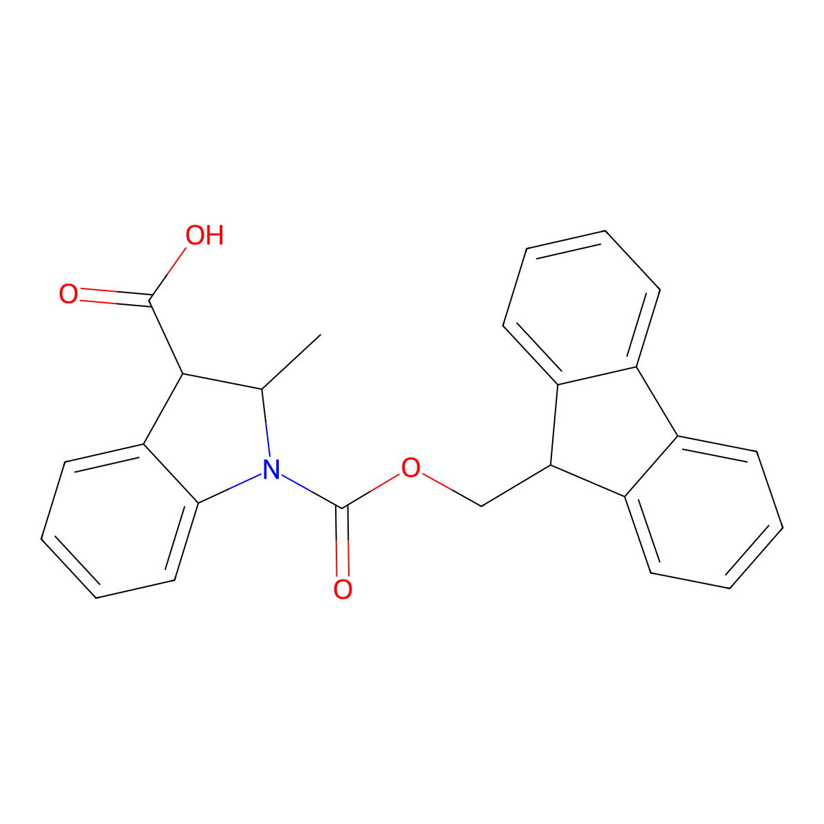 1-{[(9H-fluoren-9-yl)methoxy]carbonyl}-2-methyl-2,3-dihydro-1H-indole-3-carboxylic acid molecular structure, CAS 2137699-82-0