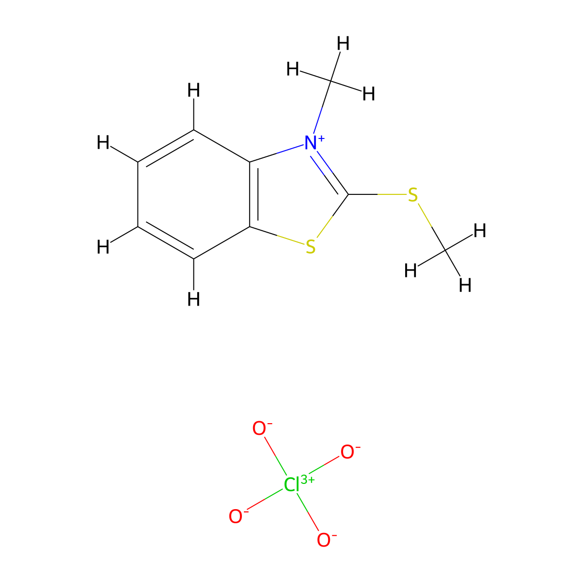 3-Methyl-2-(methylsulfanyl)-1,3-benzothiazol-3-ium perchlorate molecular structure, CAS 21377-13-9
