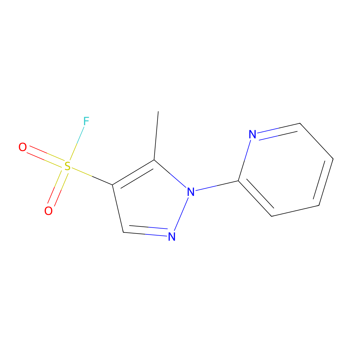 5-methyl-1-(pyridin-2-yl)-1H-pyrazole-4-sulfonyl fluoride molecular structure, CAS 2137700-05-9