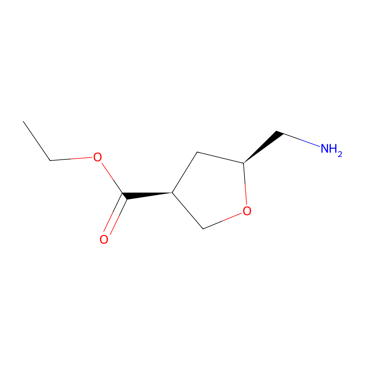 rac-ethyl (3R,5R)-5-(aminomethyl)oxolane-3-carboxylate molecular structure, CAS 2137700-38-8