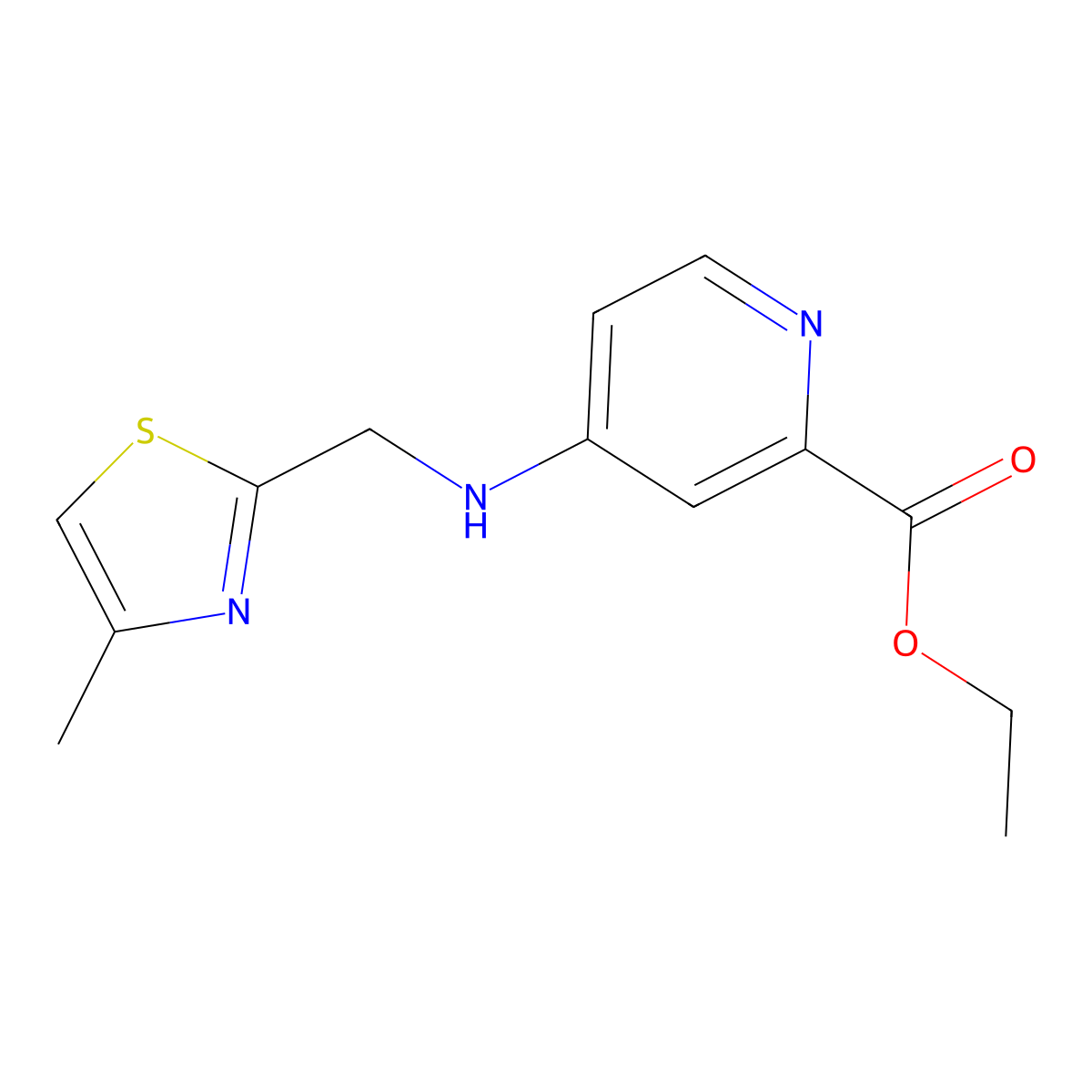Ethyl 4-{[(4-methyl-1,3-thiazol-2-yl)methyl]amino}pyridine-2-carboxylate molecular structure, CAS 2137701-05-2