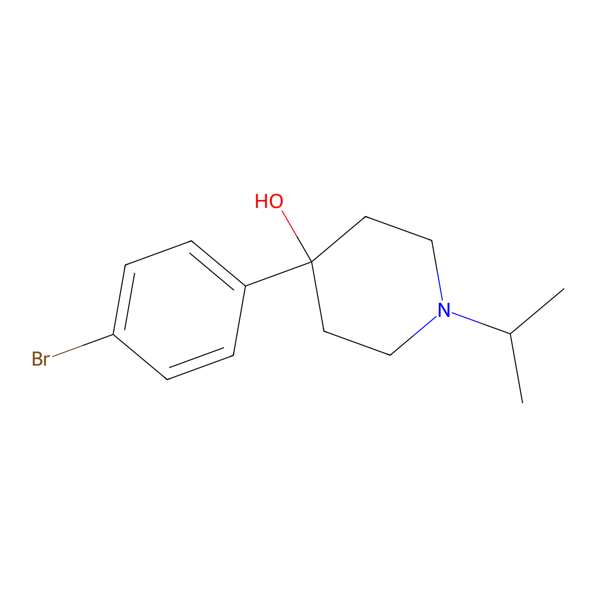 4-(4-Bromophenyl)-1-(propan-2-yl)piperidin-4-ol molecular structure, CAS 2137701-11-0