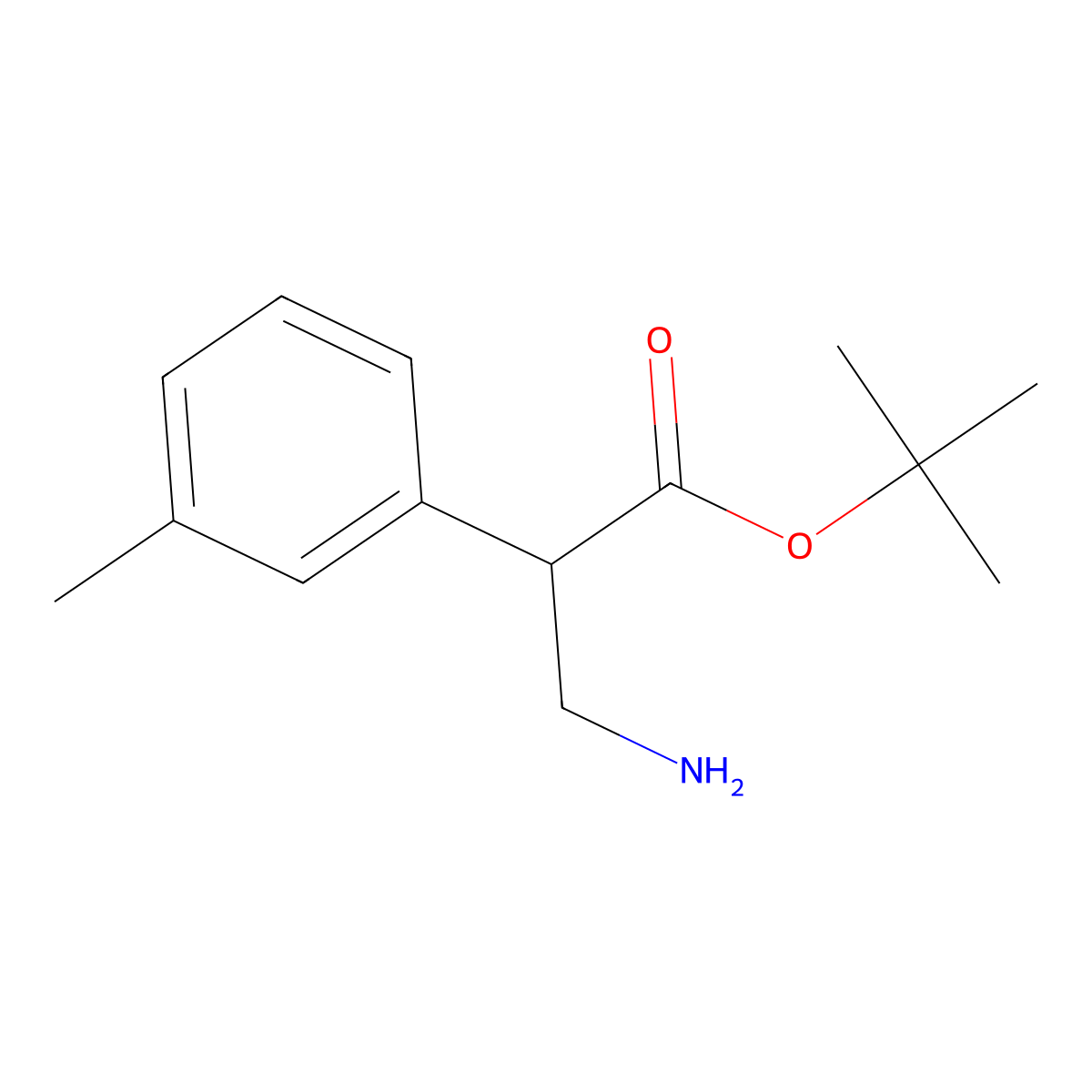 Tert-butyl 3-amino-2-(3-methylphenyl)propanoate molecular structure, CAS 2137701-24-5
