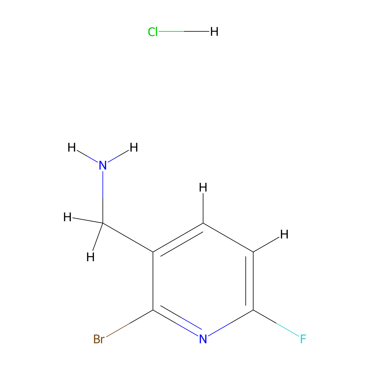 (2-Bromo-6-fluoropyridin-3-yl)methanamine hydrochloride molecular structure, CAS 2137703-20-7