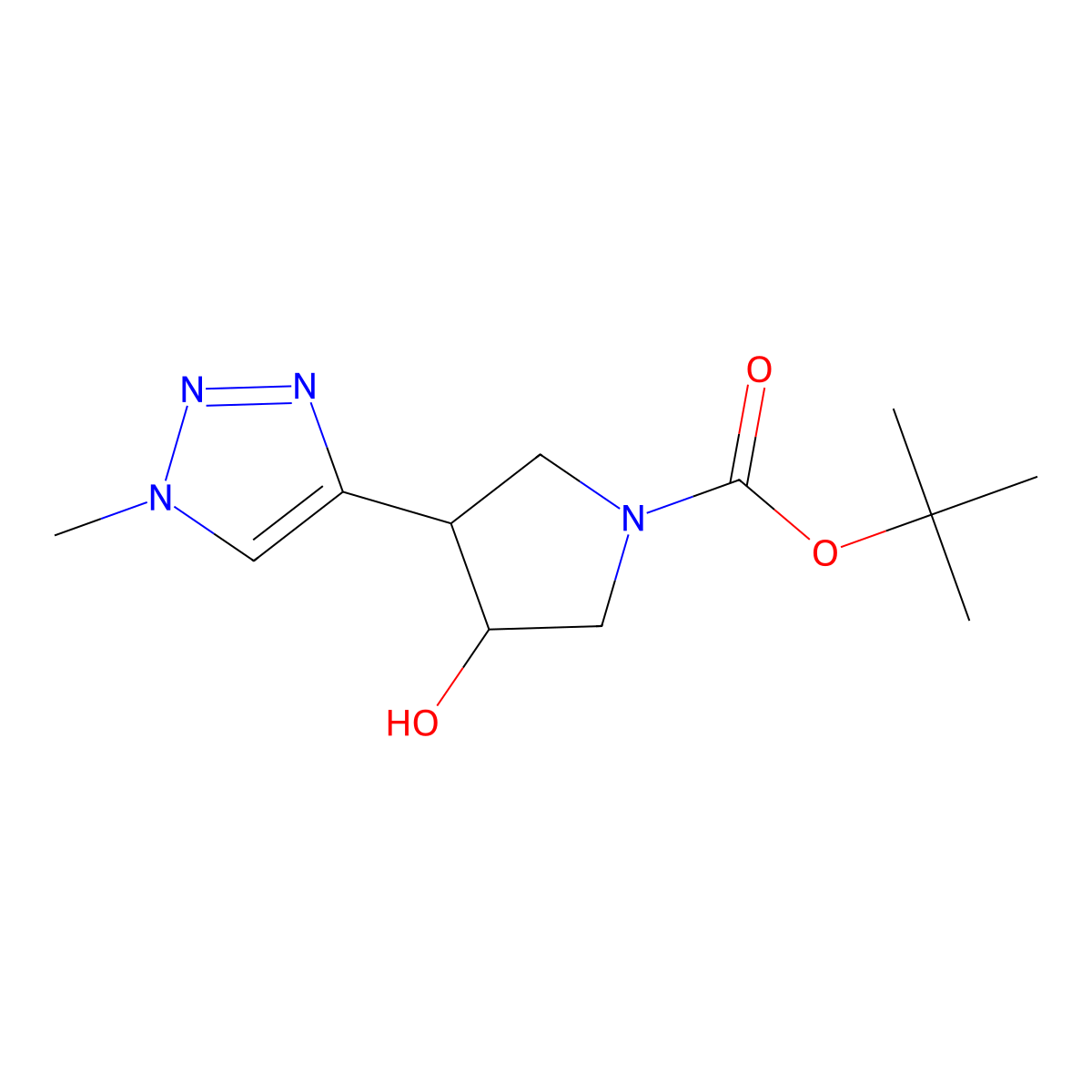 tert-butyl 3-hydroxy-4-(1-methyl-1H-1,2,3-triazol-4-yl)pyrrolidine-1-carboxylate molecular structure, CAS 2137703-62-7