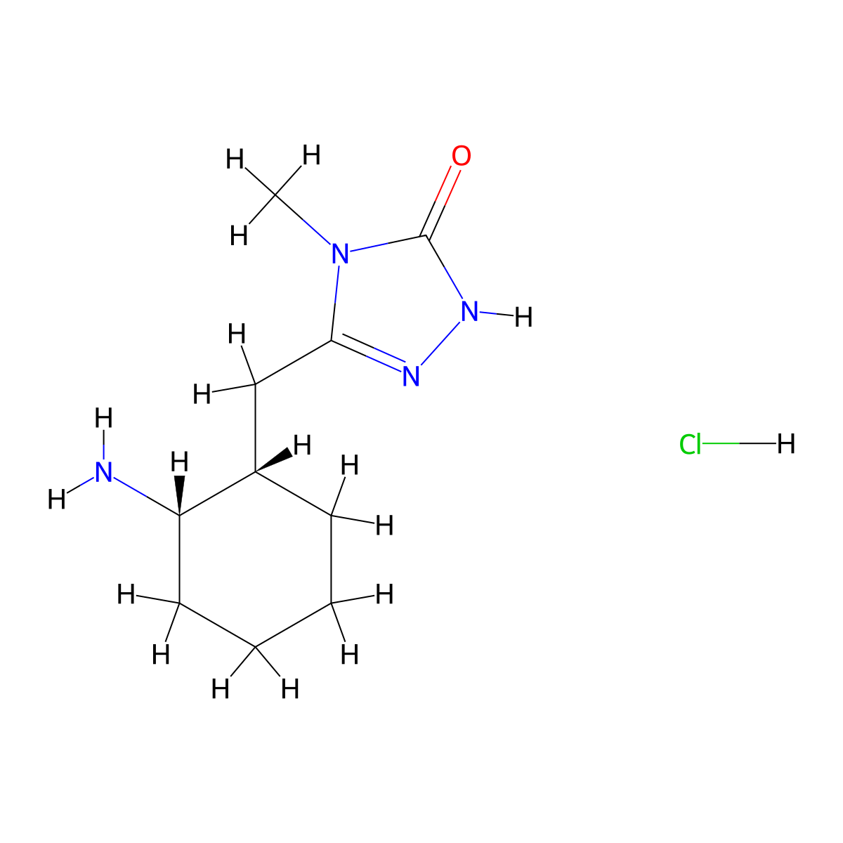 rac-3-(((1R,2R)-2-aminocyclohexyl)methyl)-4-methyl-4,5-dihydro-1H-1,2,4-triazol-5-one hydrochloride molecular structure, CAS 2137704-32-4