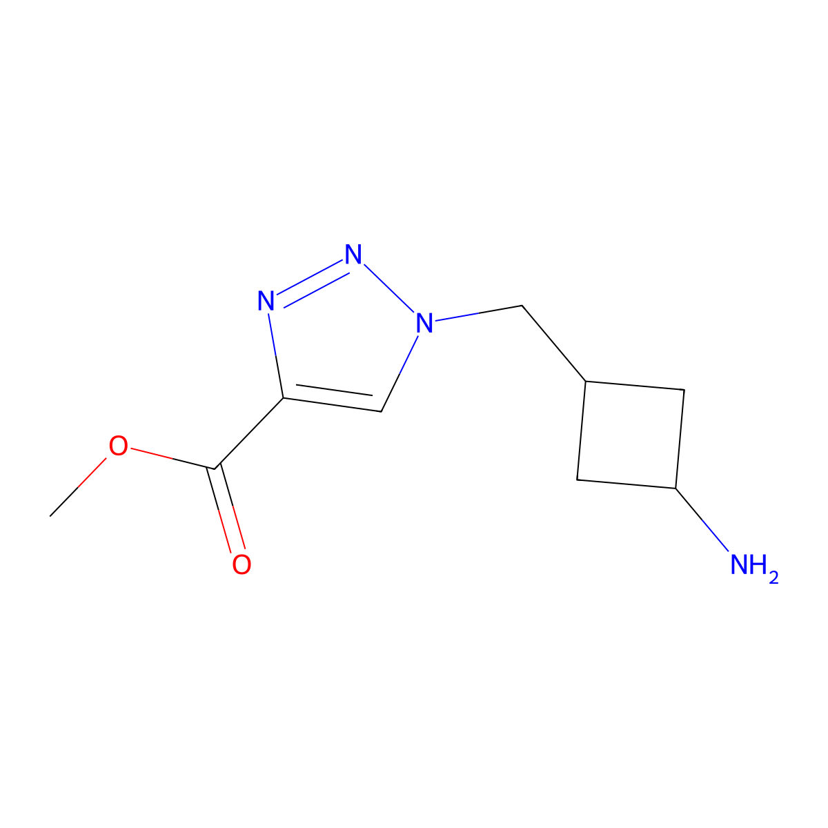 methyl 1-[(3-aminocyclobutyl)methyl]-1H-1,2,3-triazole-4-carboxylate molecular structure, CAS 2137704-57-3