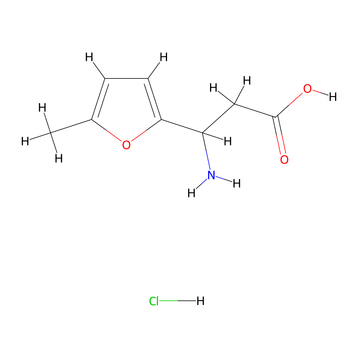 3-Amino-3-(5-methylfuran-2-yl)propanoic acid hydrochloride molecular structure, CAS 2137705-77-0
