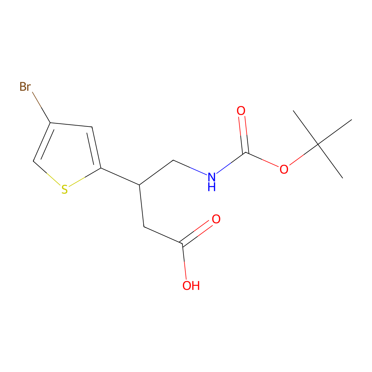3-(4-Bromothiophen-2-yl)-4-{[(tert-butoxy)carbonyl]amino}butanoic acid molecular structure, CAS 2137706-35-3