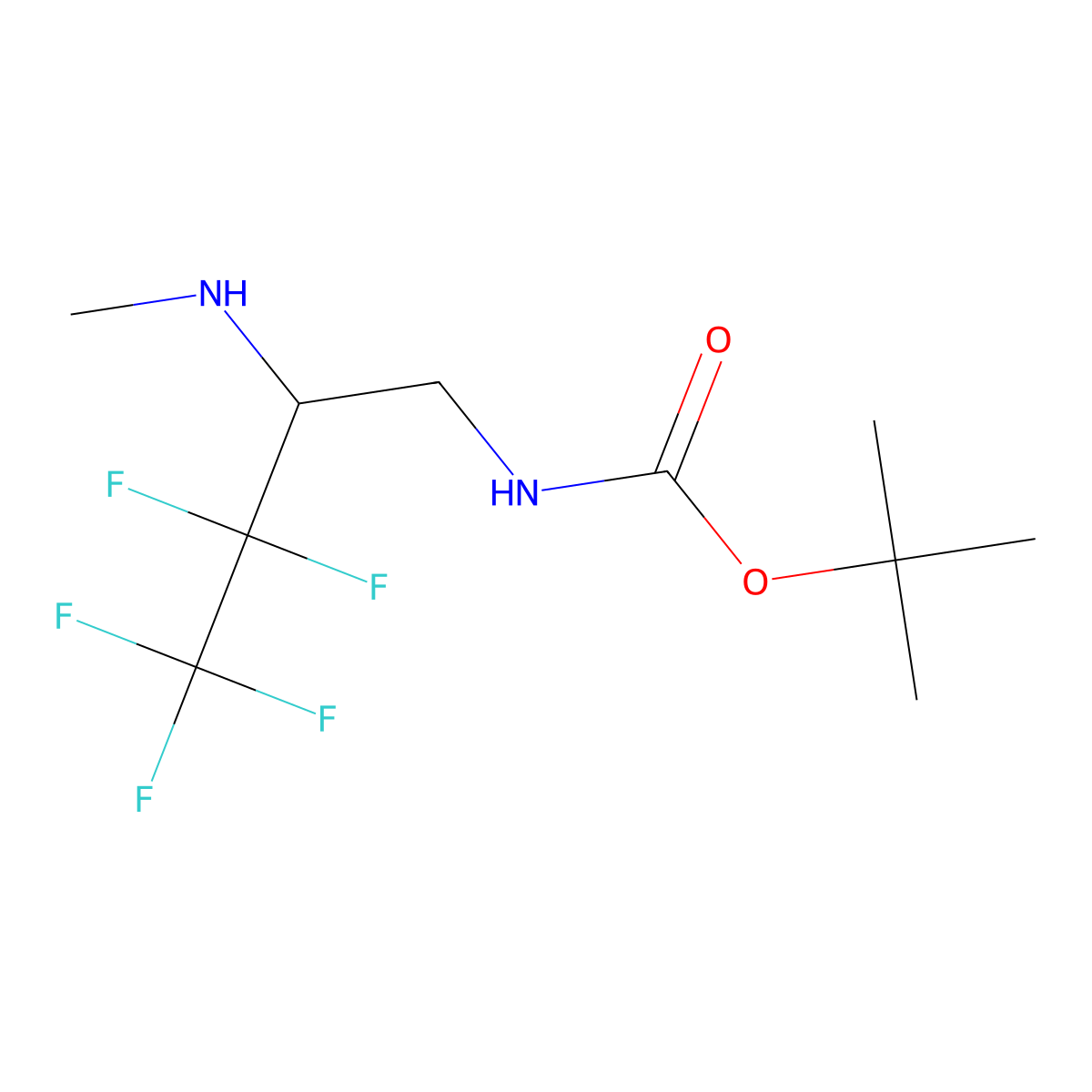 tert-butyl N-[3,3,4,4,4-pentafluoro-2-(methylamino)butyl]carbamate molecular structure, CAS 2137707-29-8