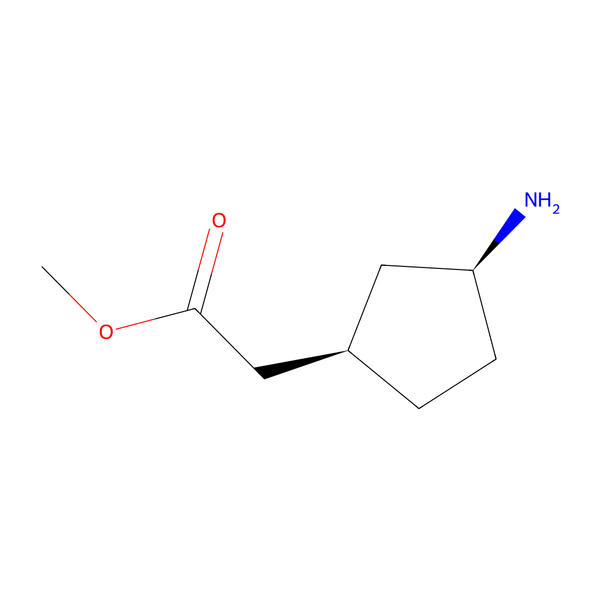 Rel-methyl 2-((1R,3S)-3-aminocyclopentyl)acetate molecular structure, CAS 2137709-32-9