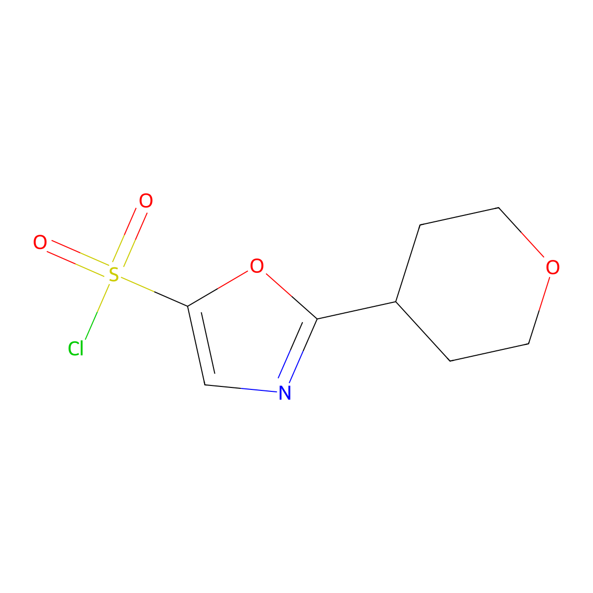 2-(Oxan-4-yl)-1,3-oxazole-5-sulfonyl chloride molecular structure, CAS 2137709-56-7