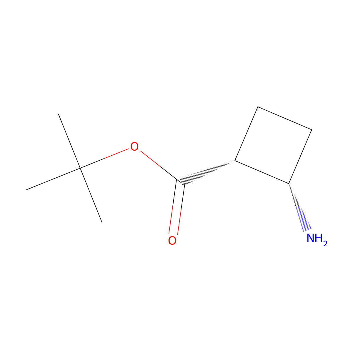 rac-tert-butyl (1R,2S)-2-aminocyclobutane-1-carboxylate molecular structure, CAS 2137709-87-4