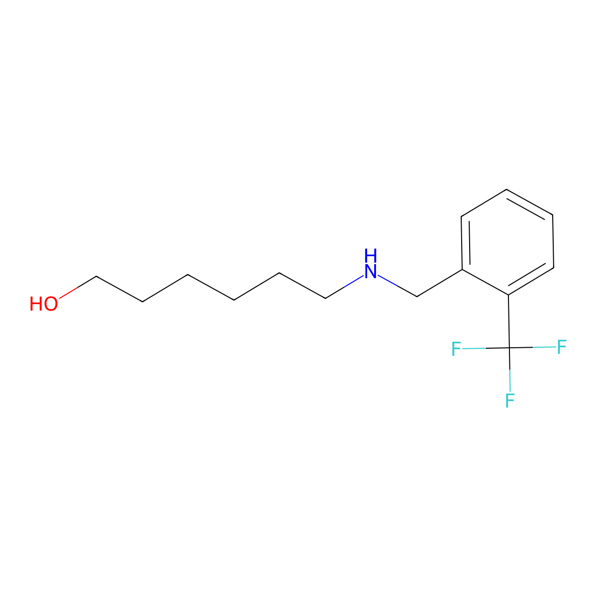 6-[[[2-(Trifluoromethyl)phenyl]methyl]amino]-1-hexanol molecular structure, CAS 213771-21-2