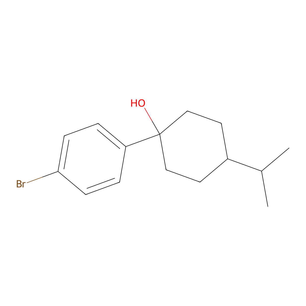 1-(4-Bromophenyl)-4-(propan-2-yl)cyclohexan-1-ol molecular structure, CAS 2137710-42-8