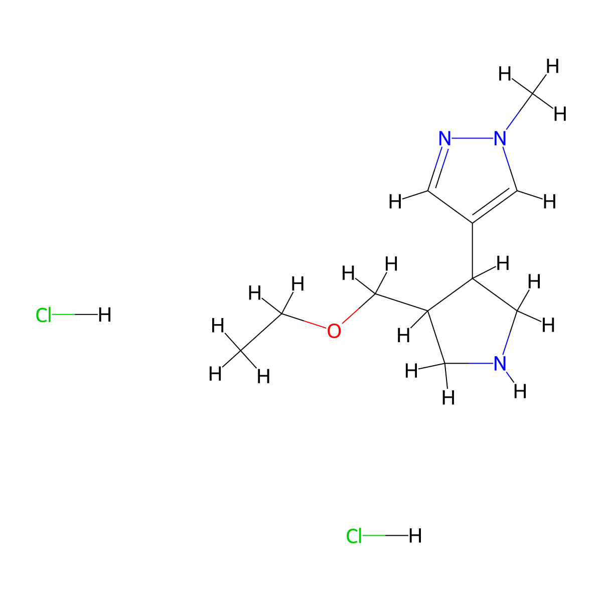 4-[4-(ethoxymethyl)pyrrolidin-3-yl]-1-methyl-1H-pyrazole dihydrochloride molecular structure, CAS 2137710-50-8