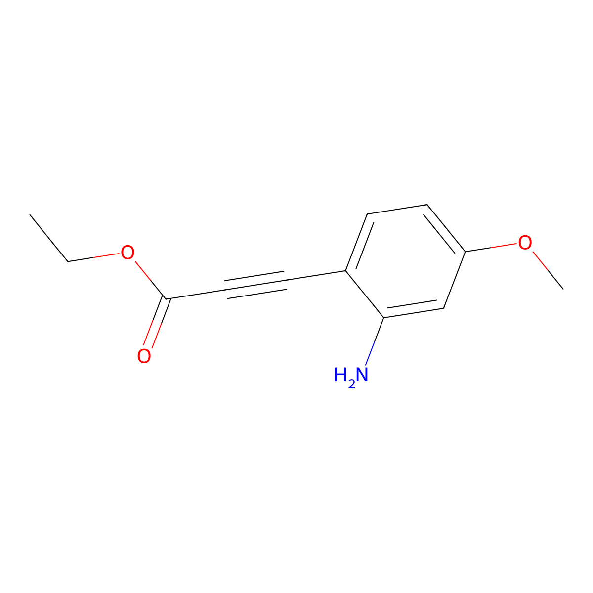Ethyl 3-(2-amino-4-methoxyphenyl)prop-2-ynoate molecular structure, CAS 2137711-61-4