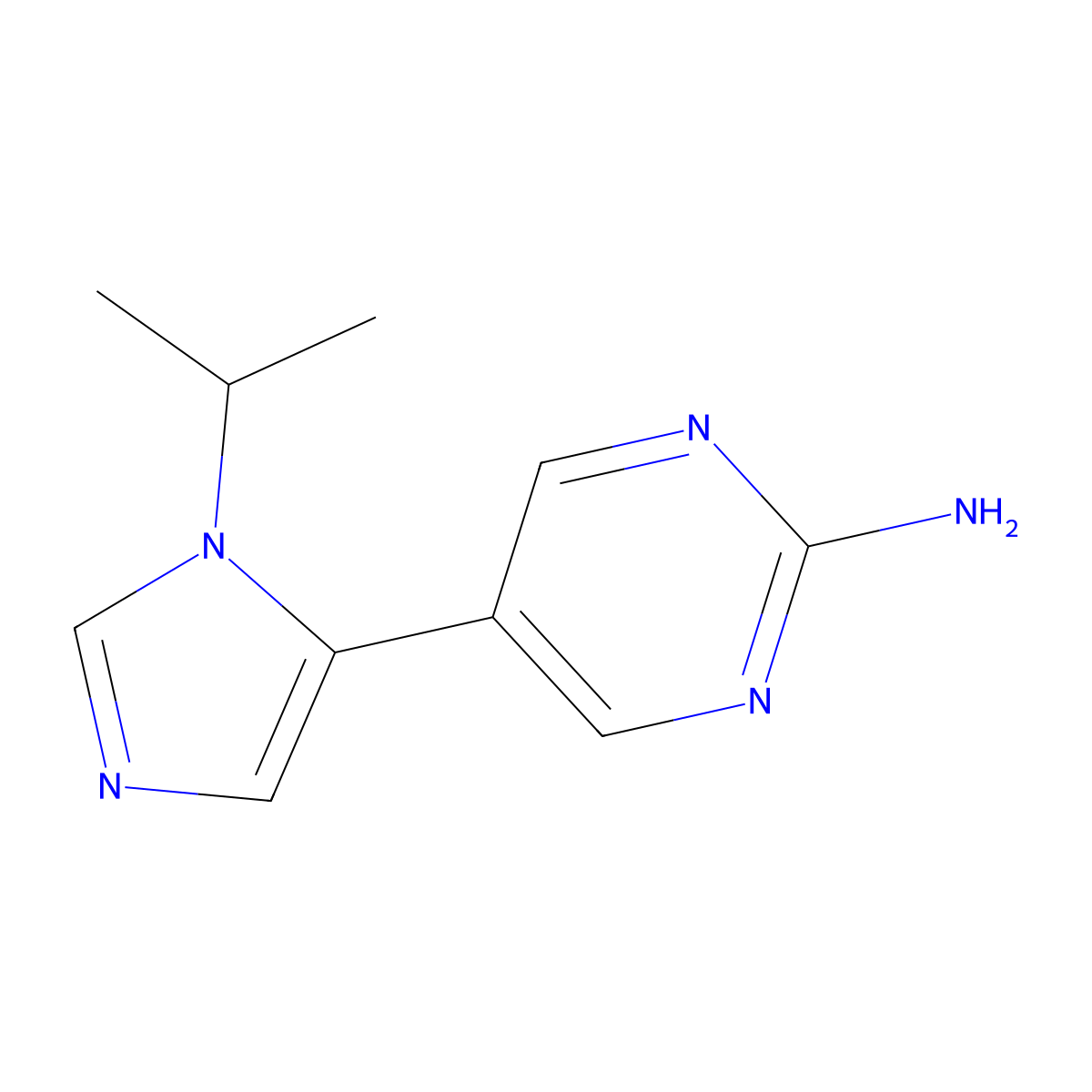 5-[1-(propan-2-yl)-1H-imidazol-5-yl]pyrimidin-2-amine molecular structure, CAS 2137712-05-9