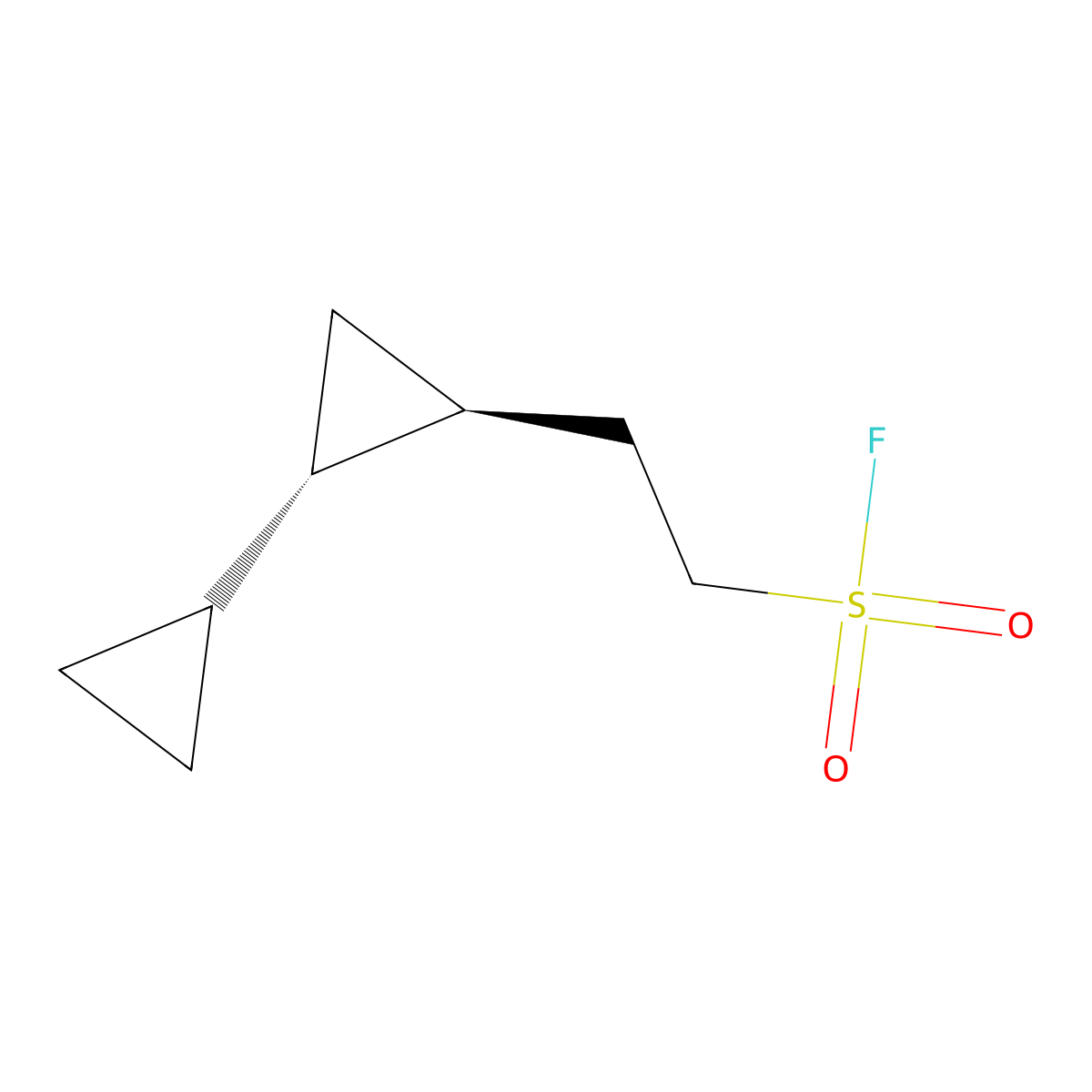 rac-2-[(1R,2R)-2-cyclopropylcyclopropyl]ethane-1-sulfonyl fluoride molecular structure, CAS 2137713-46-1