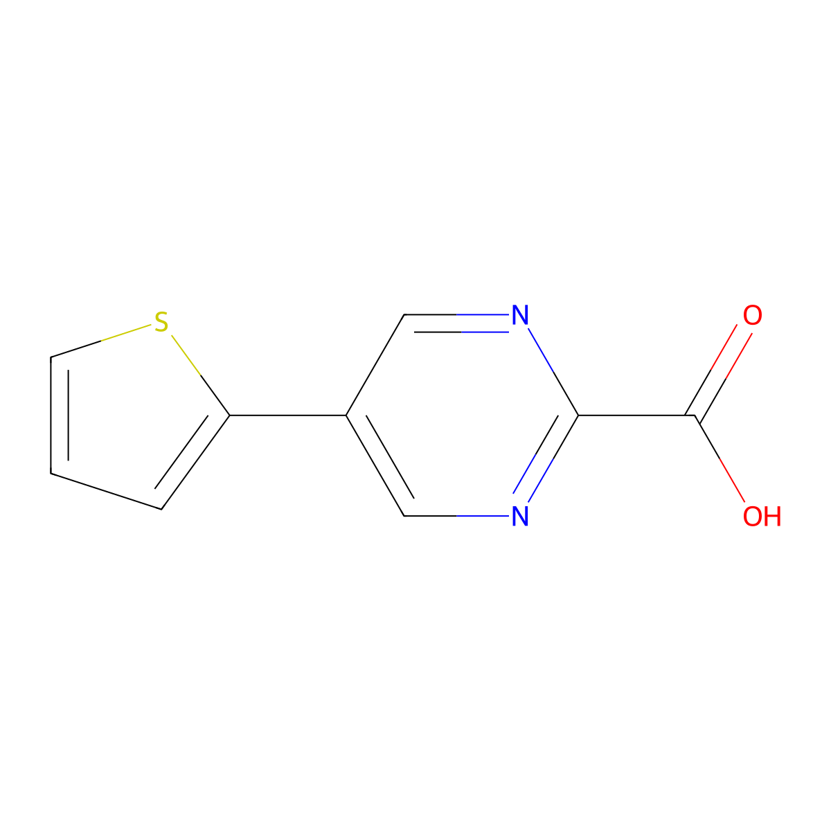 5-(Thiophen-2-yl)pyrimidine-2-carboxylic acid molecular structure, CAS 2137714-16-8