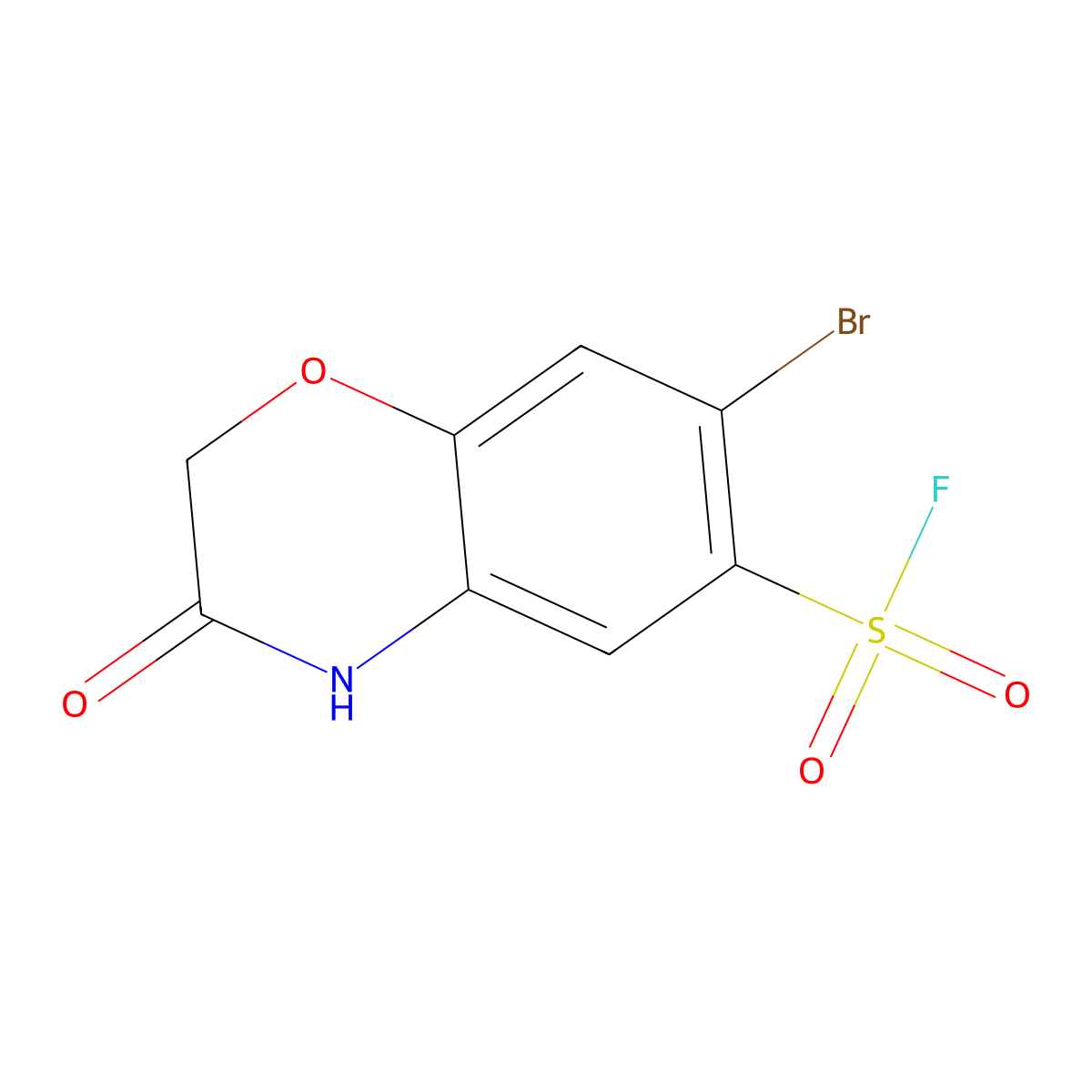 7-bromo-3-oxo-3,4-dihydro-2H-1,4-benzoxazine-6-sulfonyl fluoride molecular structure, CAS 2137714-31-7