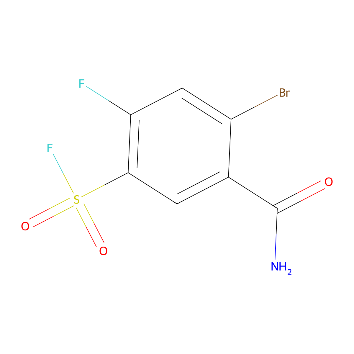 4-Bromo-5-carbamoyl-2-fluorobenzene-1-sulfonyl fluoride molecular structure, CAS 2137714-85-1