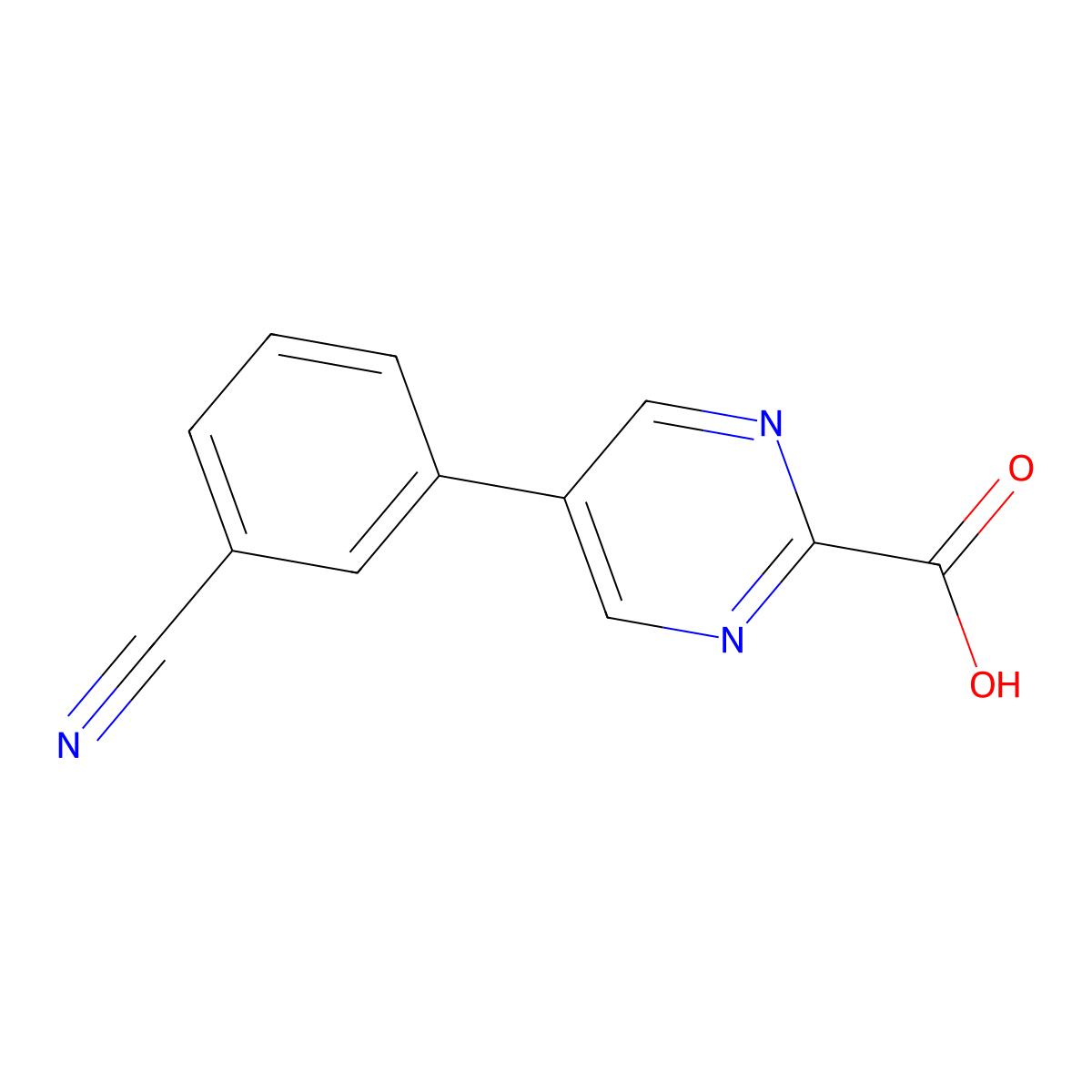 5-(3-Cyanophenyl)pyrimidine-2-carboxylic acid molecular structure, CAS 2137714-92-0
