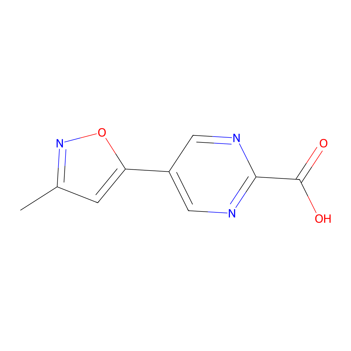 5-(3-Methyl-1,2-oxazol-5-yl)pyrimidine-2-carboxylic acid molecular structure, CAS 2137715-03-6