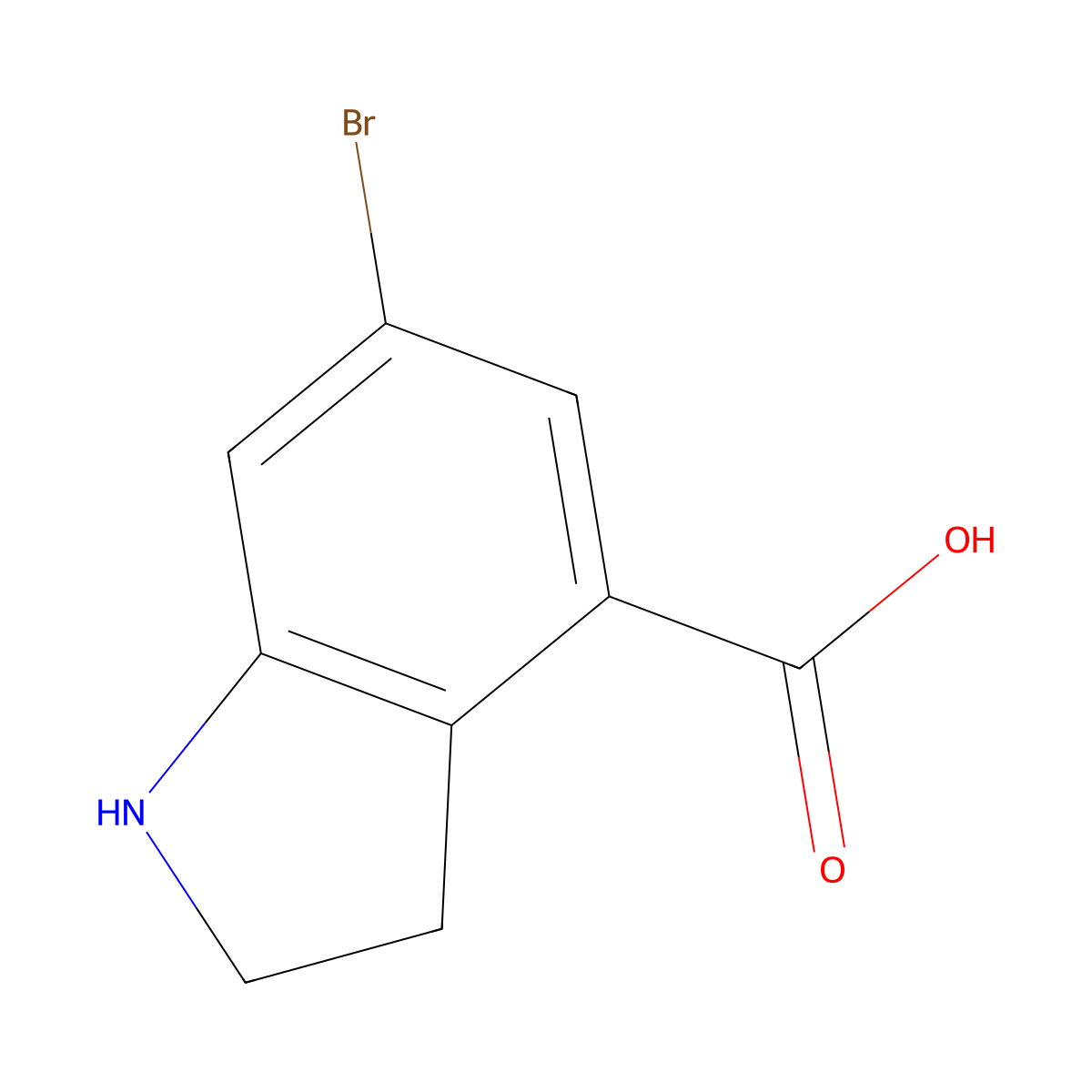 6-bromo-2,3-dihydro-1H-indole-4-carboxylicacid molecular structure, CAS 2137715-98-9