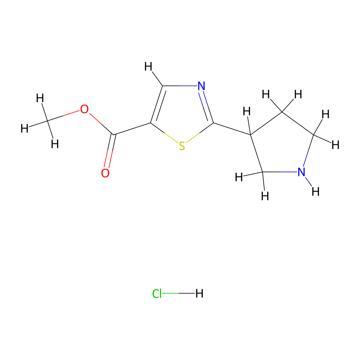 Methyl 2-(pyrrolidin-3-yl)thiazole-5-carboxylate hydrochloride molecular structure, CAS 2137717-09-8